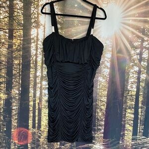 Elegant Black Ruched Mini Dress